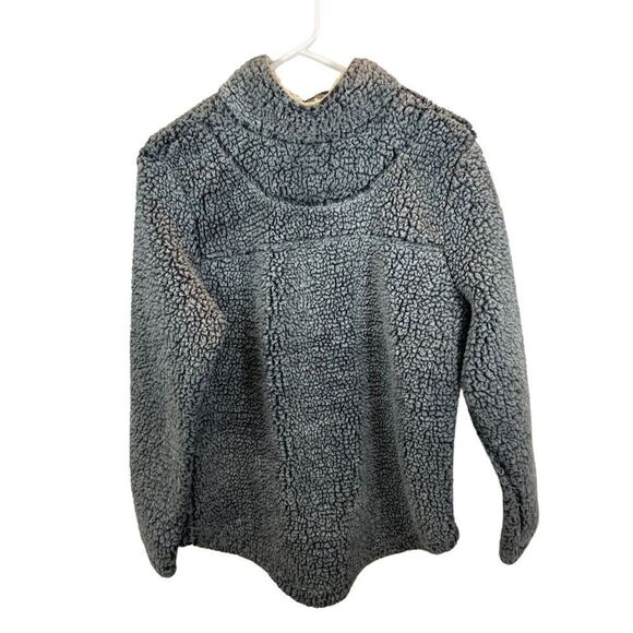 Ladies Green Tea Sherpa Fleece 1/4 Zip Pullover Size Medium Grey/Black - Picture 3 of 10